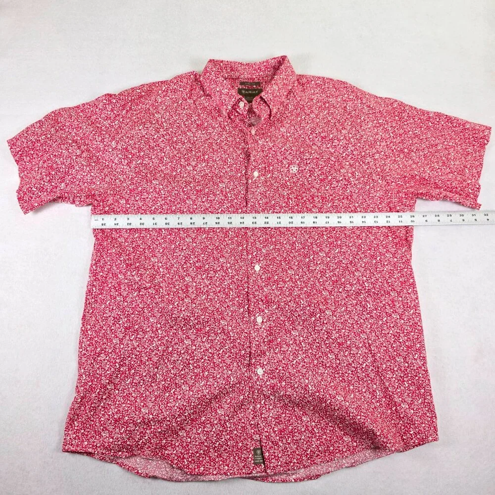 Ariat Red Floral Print Casual Button-Down Shirt - Picture 9 of 9